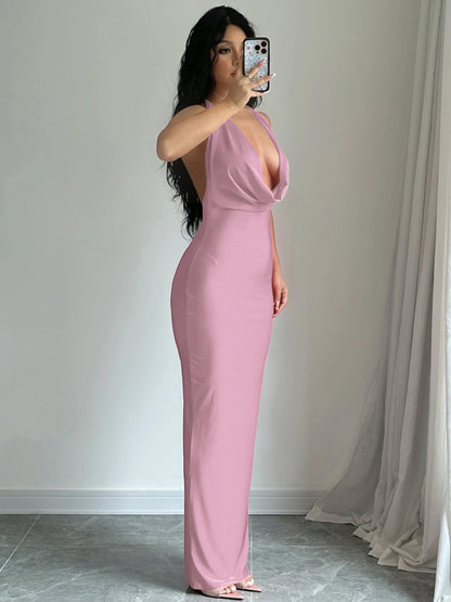Dulzura Herbst Frauen Halter-Backless Midi Kleid Für Frauen Bodycon Sexy Party Elegante Outfits Abend Geburtstag Kleidung Y2K 2024.