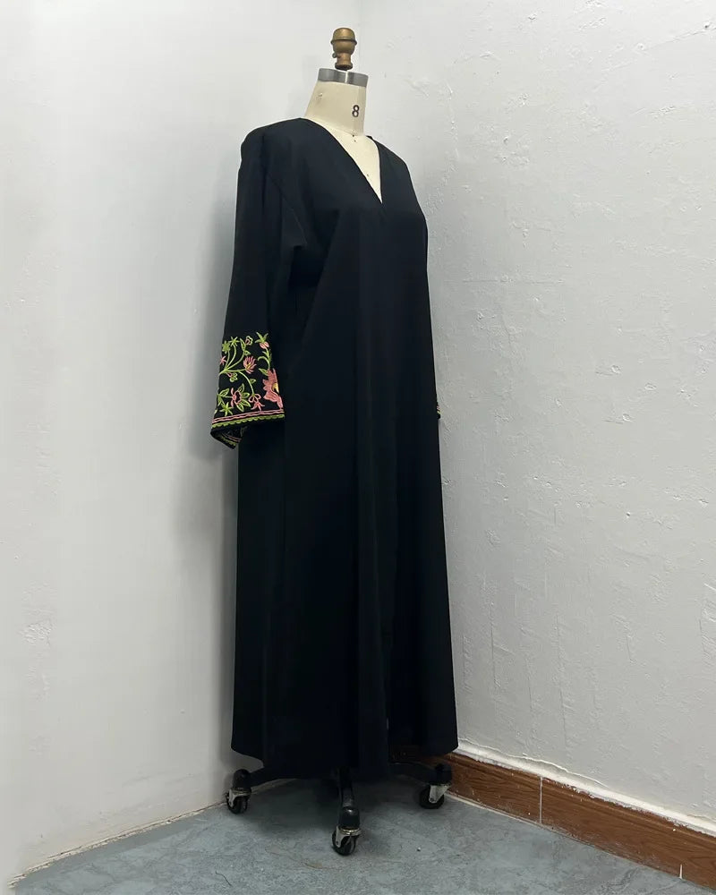 Eid Frauen Muslimischen Abaya Kleid Stickerei Strickjacke Kaftan Party Jalabiya Ramadan Lange Abayas Vestidos Largos Arabischen Lange Robe.