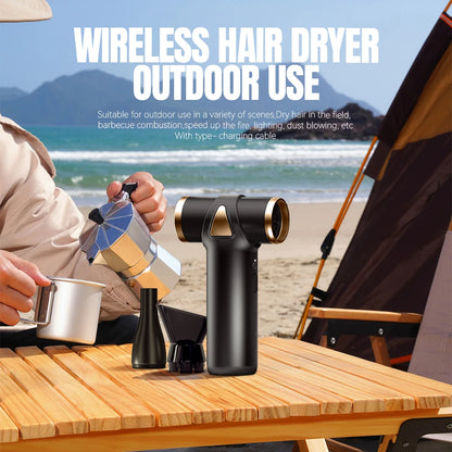 New Wireless Hair Dryer Multifunctional Outdoor Barbecue Carbon Blowing Dust Removal Portable Charging High Speed Hair Dryer