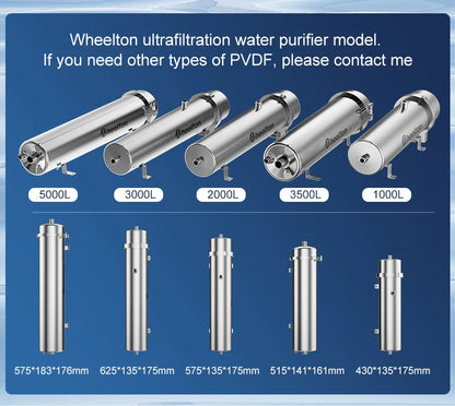 Wheelton PVDF UF 3500L/H Water Purifier Whole House Ultrafiltration Filter 0.01um Filtration SUS304 Drinkable Water.