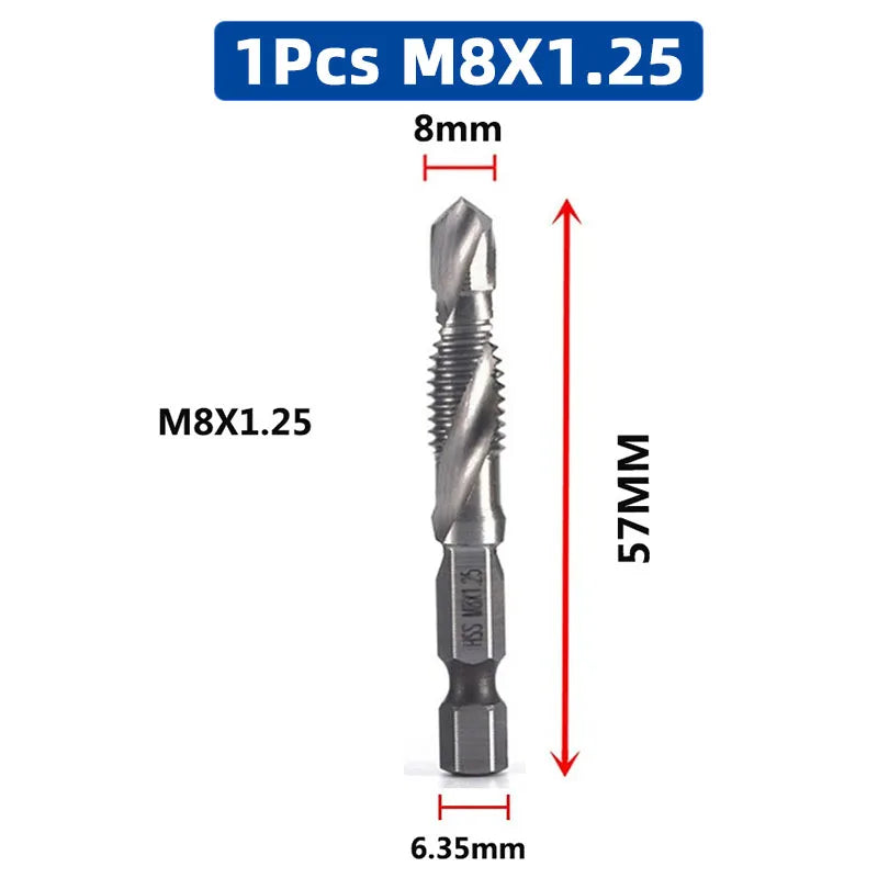 SIQICNC Schaft Titanbeschichtetes HSS-Schraubgewinde Metrisches Gewindebohrer Bohrer Schraubenmaschine Compound Tap M3 M4 M5 M6 M8 M10 Handwerkzeuge