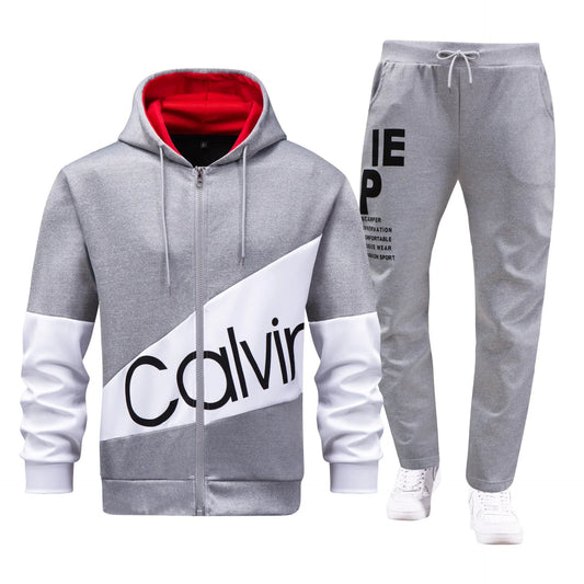 Herren-Sportbekleidung, Kapuzen-Cardigan-Set, europäische Größe, schmale Passform, Freizeitkleidung, koreanischer Stil, Sportanzug, bequem, atmungsaktiv.