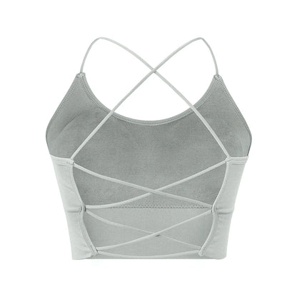 VEQKING Women Cross Strap Sports Bra Top Women Push Up Sport Bra Yoga Gym Crop Top Brassiere Fitness Top Sport Breathable Bras.