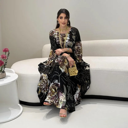 Muslimischen Kleid für Frauen Chiffon Diamant Party Abaya Kleider Arabischen Lange Robe Marokko Dubai Kaftan Vestidos Jalabiya Ramadan Eid.