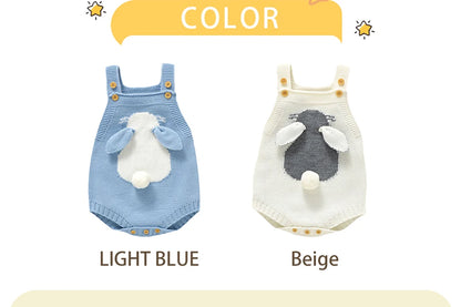 Baby Bodys Gestrickte Infant Mädchen Junge Sling Overall Ärmel Neugeborenen Kind Kleidung Niedlichen Cartoon Bunny 0-18M Overalls mode.