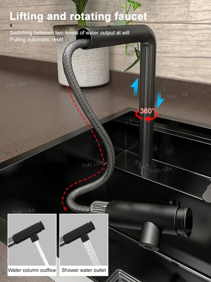 Small Hidden Sink Stainless Steel Kitchen Sink Mini Bar Single Slot Touring Car Wash Basin With Cover Plate Apartment