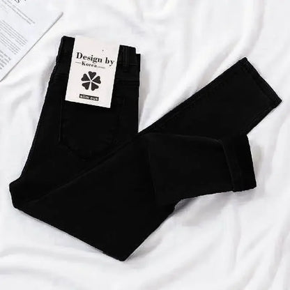 Women's High Waist Elastic Stretchy Jeans Hot Sale Of The Season Autumn New Style Versatile Slimming Pencil Thin Nine Point Pant.