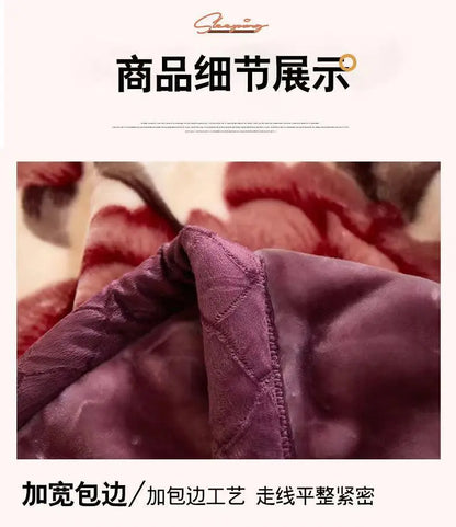 2025 new printed double-layer thickened Raschel  - et single double autumn and winter warm  - et cloud mink  - et.