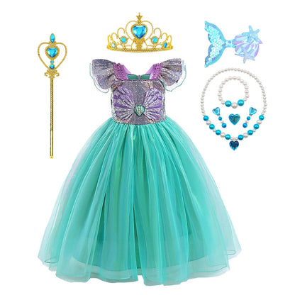 Disney Kleine Meerjungfrau Prinzessin Kleid Kinder Phantasie Karneval Cosplay Kostüm Geburtstag Hochzeit Party Kleidung Halloween Kostüm