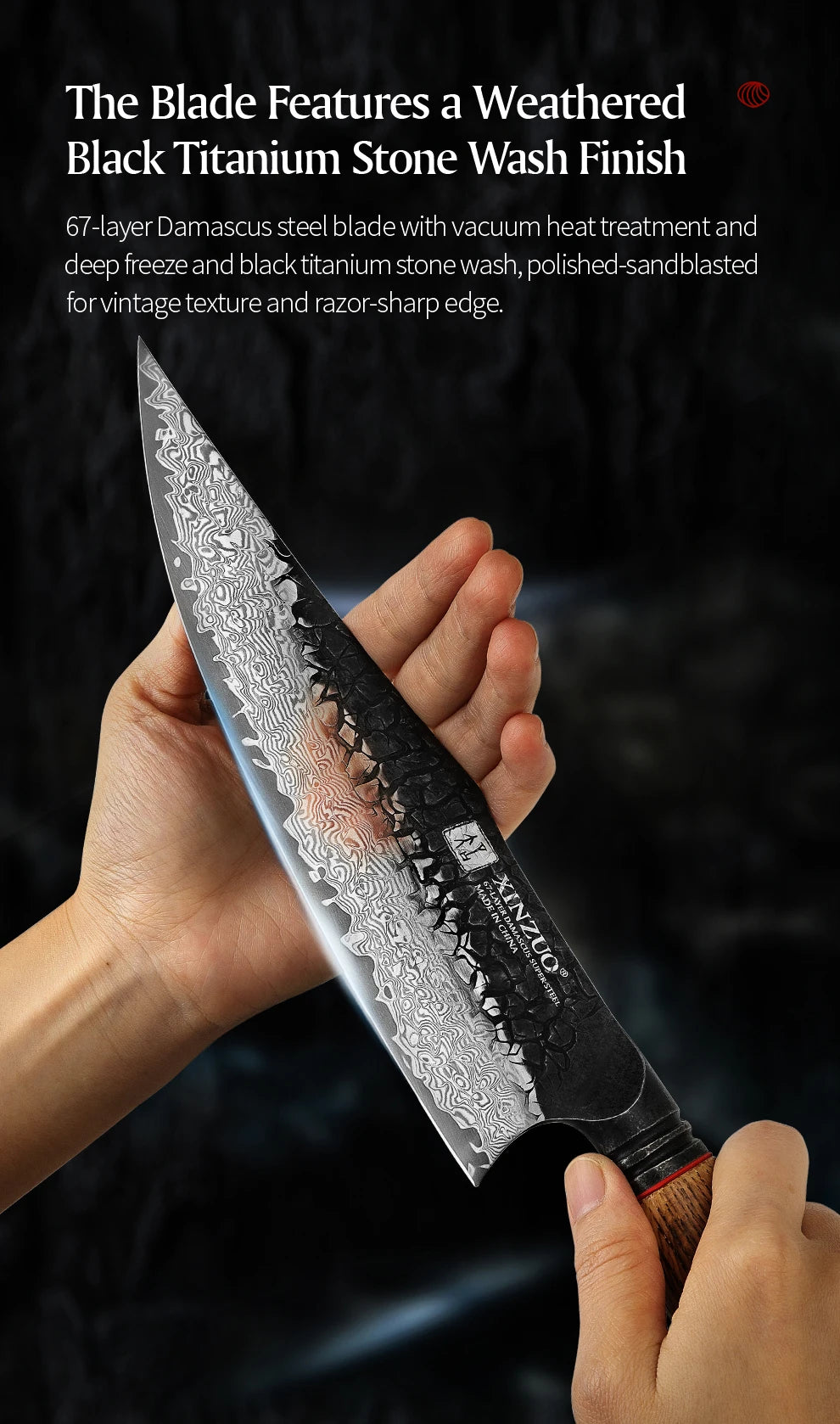 XINZUO 1-5PCS Damascus Steel Kitchen Knife 10Cr15CoMov Steel Core Chopping Vegetables And Fruits Household Kitchen Knife.