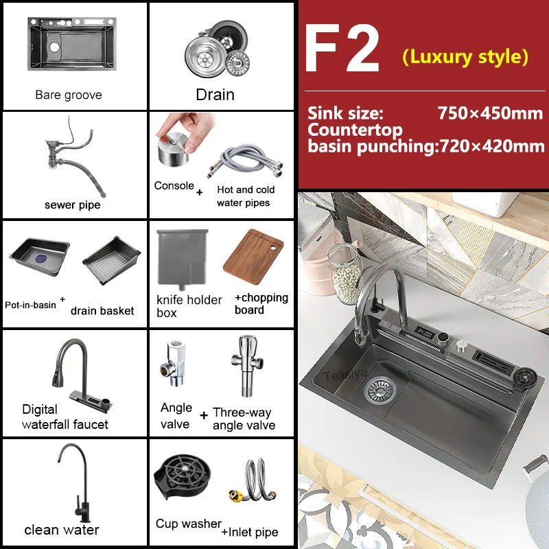 Versteckte Küchenspüle, Edelstahl-Barspüle, Unterbau, Mini-Einzelschlitz, kleines multifunktionales Wohnmobil-Waschbecken mit Deckel