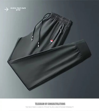 Straight-leg Casual Pants For Men Ice Silk Sports Trousers Youth Fashion Summer 2024 New Arrival Comfortable Loose Fit