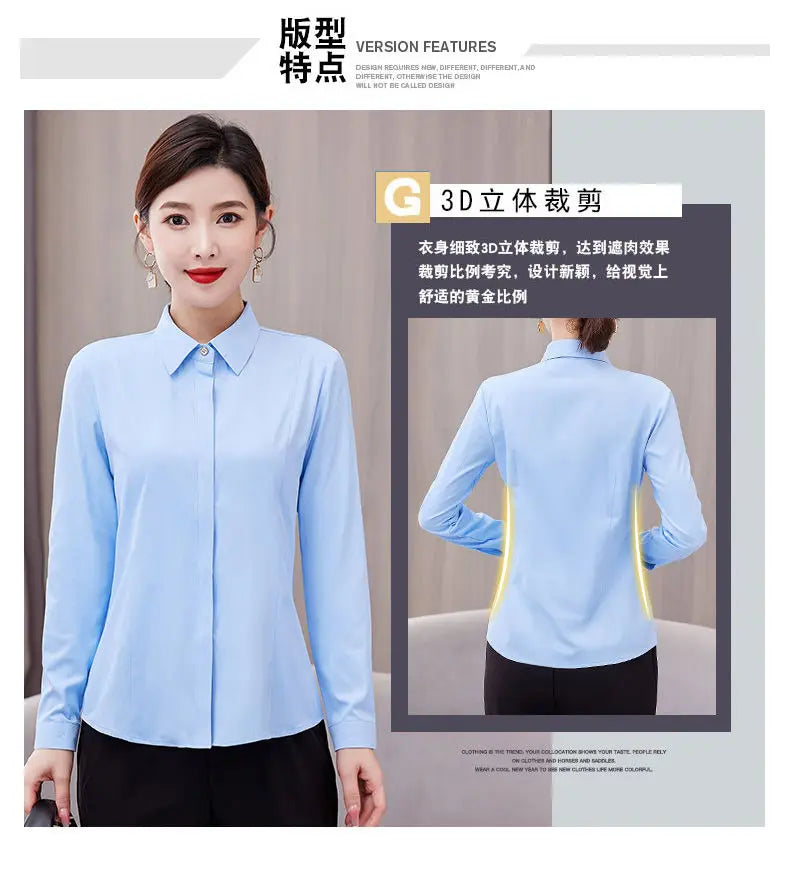 White Shirt Long-sleeved Slim Shirt Korean Style Professional Work Clothes Work Clothes.