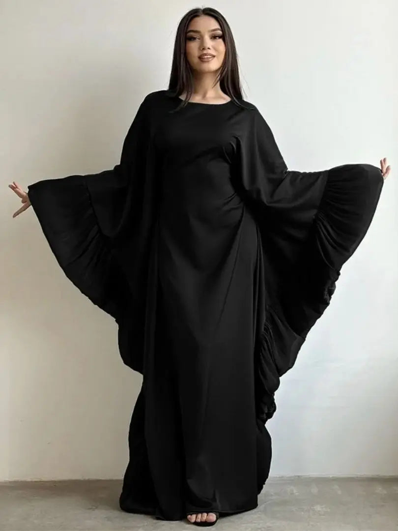 Ramadan Eid Kebaya Muslim Batwing Abaya Damen Dubai Luxury Abayas For Women Kaftan Satin Dress Islam Caftan Marocain Robe Femme