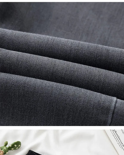 High Waist Slim Fit Stretchy Denim Pants Retro Butt Enhancing Cuff Jeans Black Pencil Pants Fashionable Elastic Trousers.