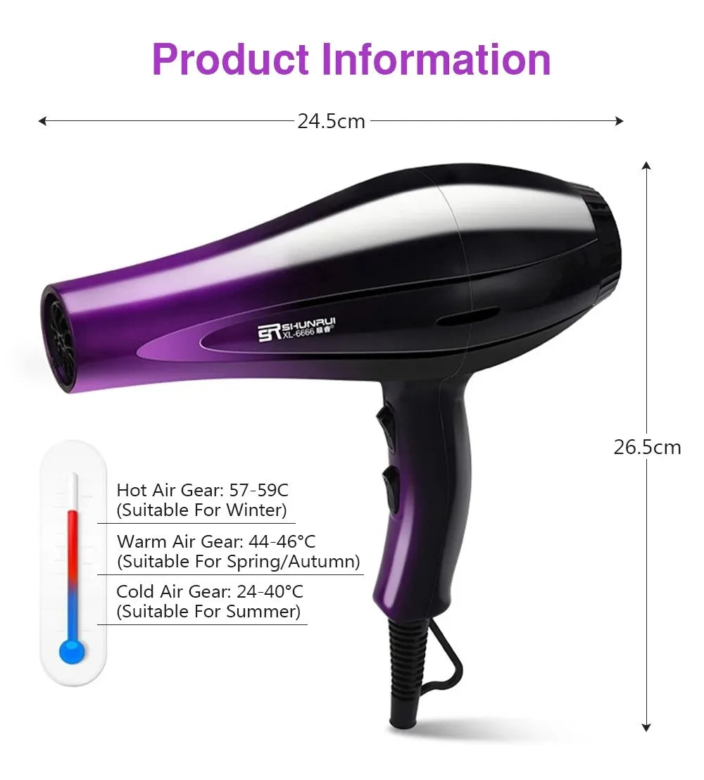 High-Power Ionic Hair Dryer Fast Heating and Hot/Cold 9 Gears Adjustment Home Professional Hairdryer Blow Dryer with Accessories