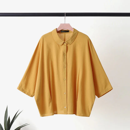 ZANZEA Summer Fashion Lapel Neck Shirt Women Elegant 3/4 Sleeve Blouse Work Buttons Down Tops Tunic Female Casual Loose Blusas.