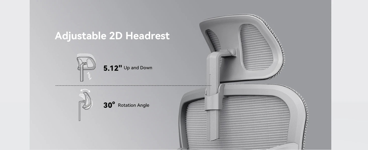 NEWTRAL NT002 Ergonomischer Bürostuhl mit Fußstütze, adaptiver Lordosenstütze, 3D Armlehne und Verstellbare Kopfstütze, Schreibtischstuhl aus Mesh für Büro