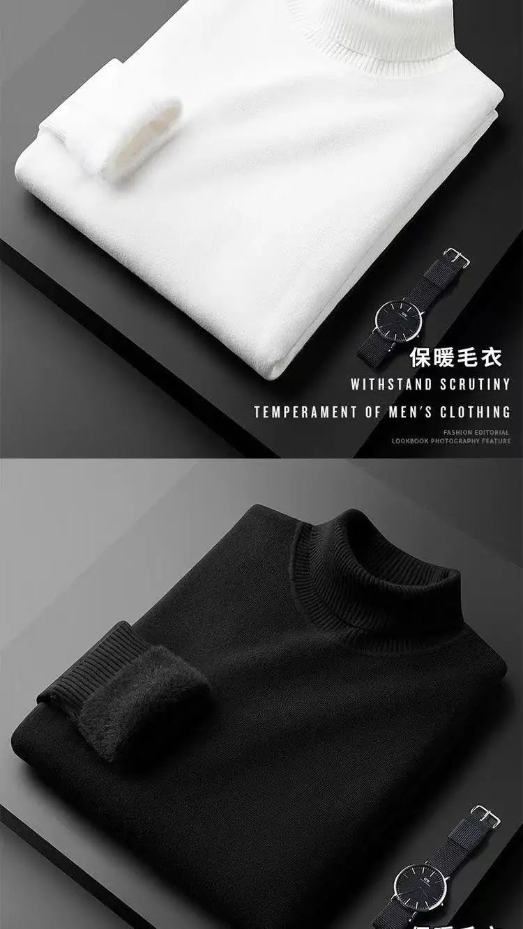 Turtleneck sweater men plus cashmere warm autumn and winter with boys men's black winter sweater base.