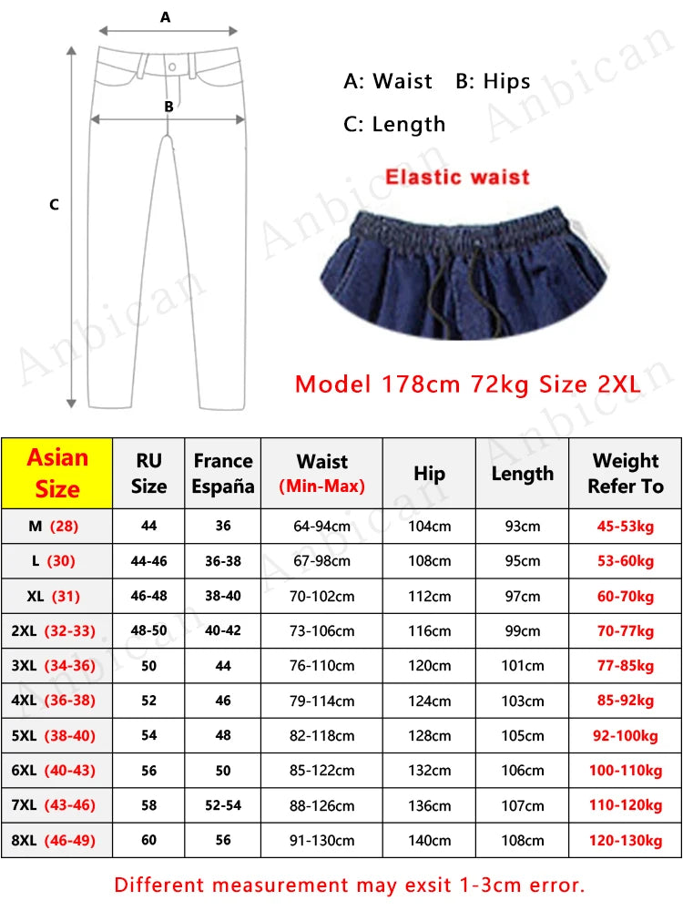 Plus Size Jeans Men Loose Joggers Streetwear Harem Jeans Cargo Pants Ankle-Length Denim Trousers.