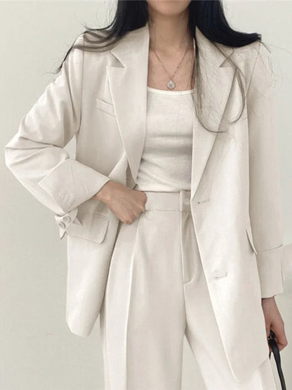 Mode 2-teilige Sets Damen Outfits Frühling Herbst Neu in Koreanische Hosen Sets Pendler Eleganter Anzug Mantel 2-teilige Sets Damen Jacke