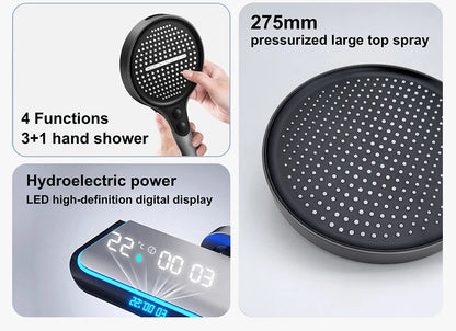 VGX Thermostatic Shower System Set Smart Digital Bathroom Shower Faucet Set Temperature Display Rainlfall Bathroom Shower Set