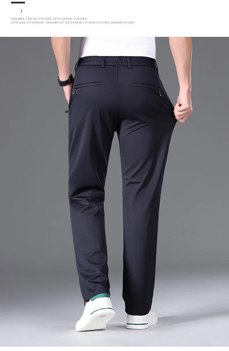 Big Size 10XL Winter Pants Men Fleece Lined Elastic Waist Strtch Trousers Male Thick Warm Straight Business Work Wear Plus Large