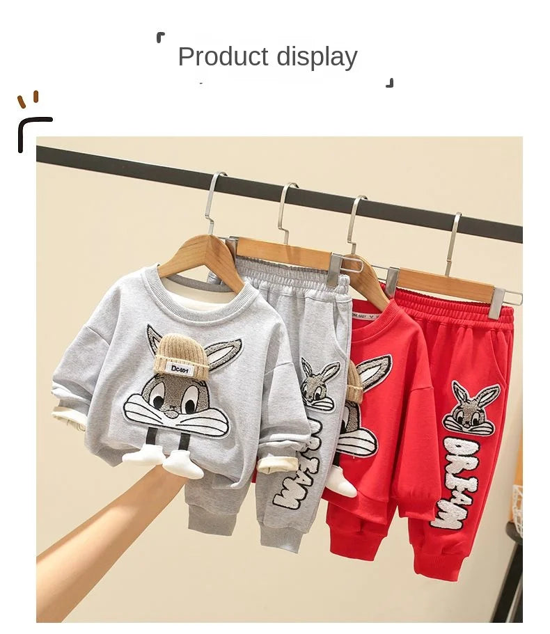 Autumn Kid Boy Clothes Set Cartoon Printed Sweatshirts Pullover Top and Pants Bottom 2pcs Suit Children Girls Outfits Tracksuits.