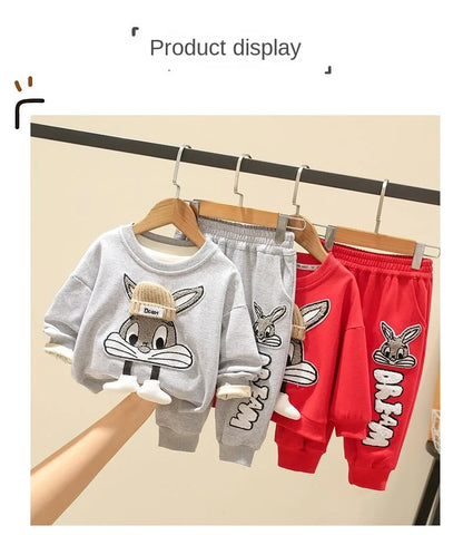 Autumn Kid Boy Clothes Set Cartoon Printed Sweatshirts Pullover Top and Pants Bottom 2pcs Suit Children Girls Outfits Tracksuits.