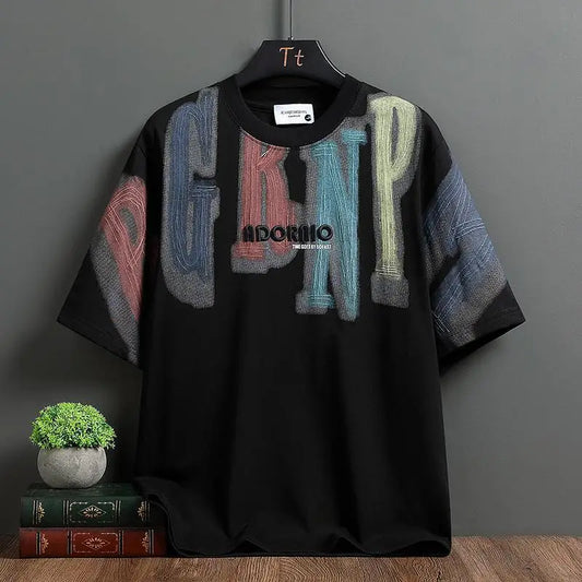Men's Trend Printing Loose Youth Pullovers Top Summer New Short Sleeve Plus Size Lazy Style T Shirts Fashion Casual Men Clothing.