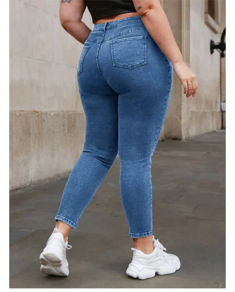 Plus Size Skinny Jeans For Women High Waist Stretch Denim Trousers Mom Jeans Pencil Pants Casual Comfort Trousers Oversize.
