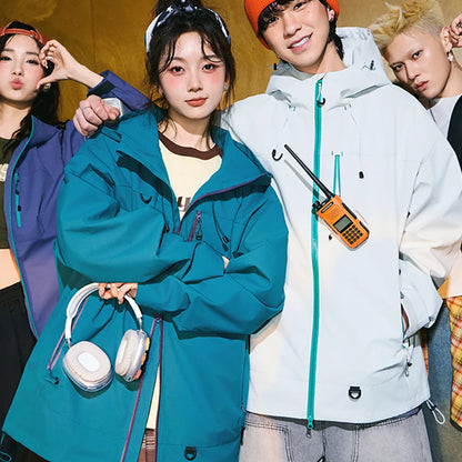 Outdoor Windbreaker Hooded Jacket Men Softshell Zip Up Windproof Waterproof Mountain Skiing Hiking Camping Jacket Autumn Coats.