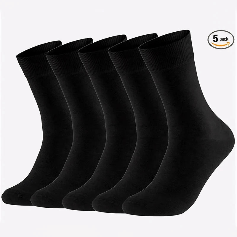 ZEXOLAP 2025 High Quality Casual Men's Business Socks Summer Winter Cotton Socks Quick Drying Black White Long Sock Plus Size US.