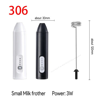 Wireless Milk Frother Electric Type-C Handheld Blender Stainless Steel Mini Coffee Maker Whisk Mixer For Coffee Cappuccino Cream.