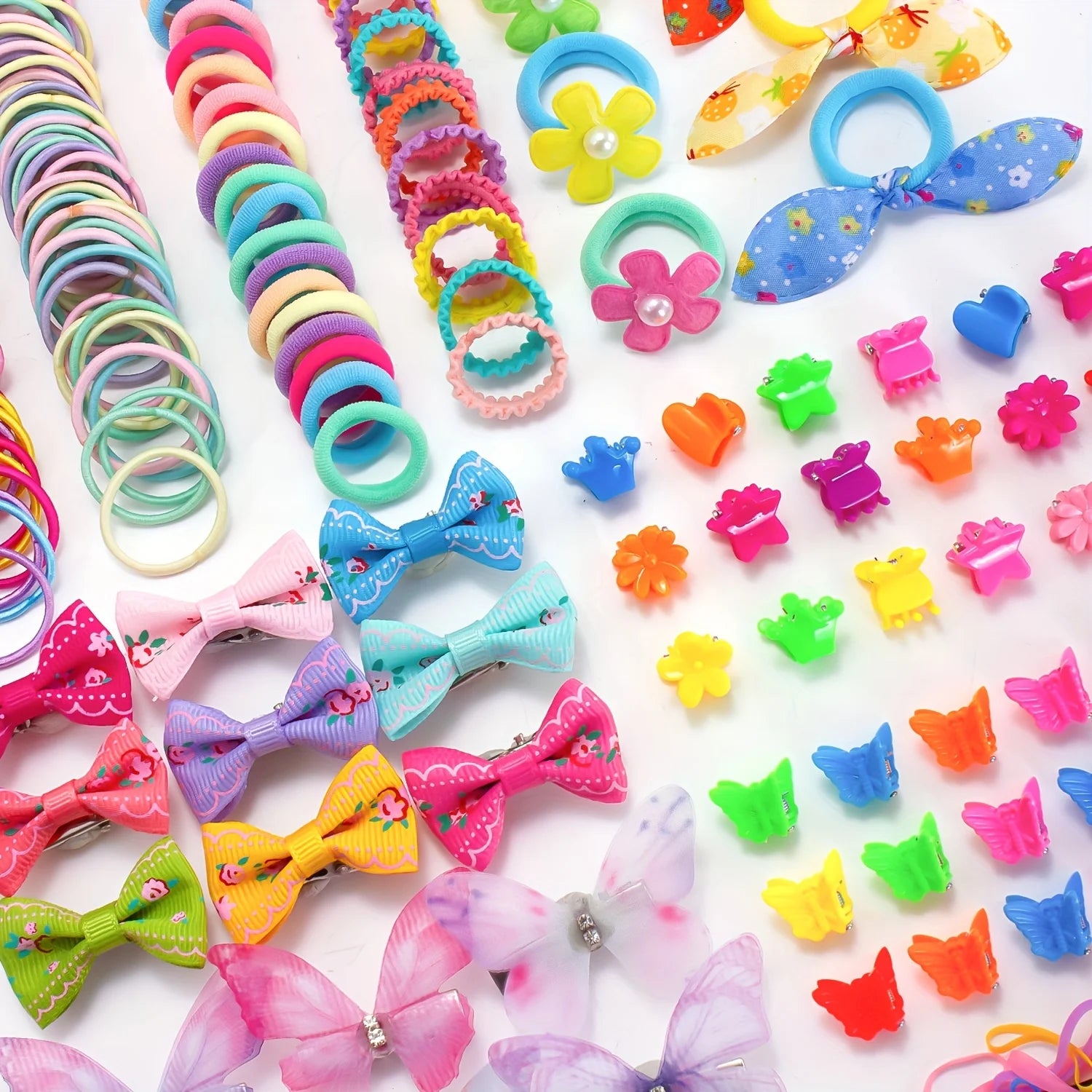 555-Piece Set Colorful Butterfly Hair Clips for Girls Sweet Elastic Bow Hair Accessories Hairpin Hairband Hair Accessories.