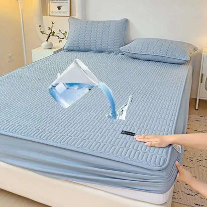 Solstice Waterproof Quilted Mattress Cover - Thickened 매트리스커버 (No Pillowcase), Fits 8-12" Deep Mattress, Home Bed Linen.