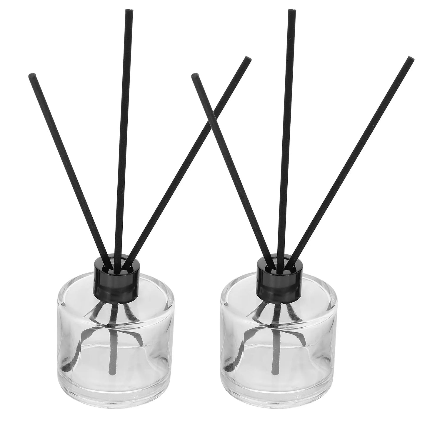 1 Set 50ml Square Glass Aromatherapy Bottles 18mm Refillable Diffuser Containers Clear Essential Oil Volatile Sticks 16cm Black.