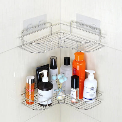 1PC Edelstahl Badezimmer Regal Kein Bohrer Wand Ecke Dusche Regal für Shampoo Lagerung Küche Organizer Zubehör
