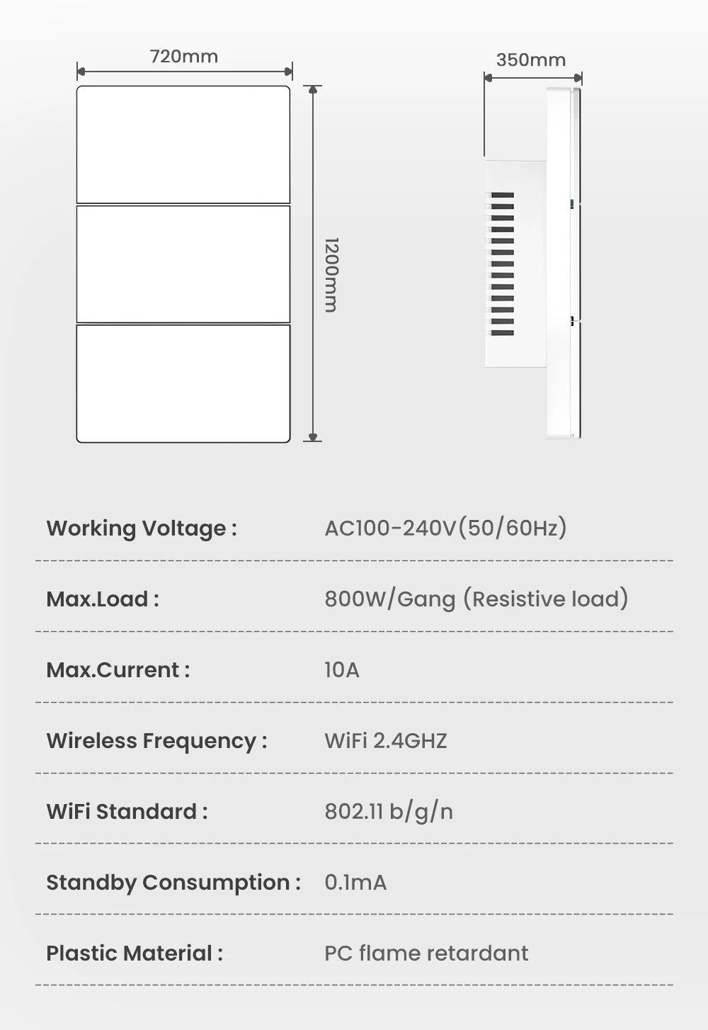 AVATTO Tuya WiFi Smart Lichtschalter US-Standard 1/2/3/4 Gang Druckschalter mit Umgebungslicht Arbeit für Alexa Google Home.