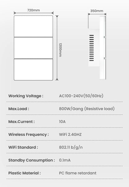 AVATTO Tuya WiFi Smart Lichtschalter US-Standard 1/2/3/4 Gang Druckschalter mit Umgebungslicht Arbeit für Alexa Google Home.