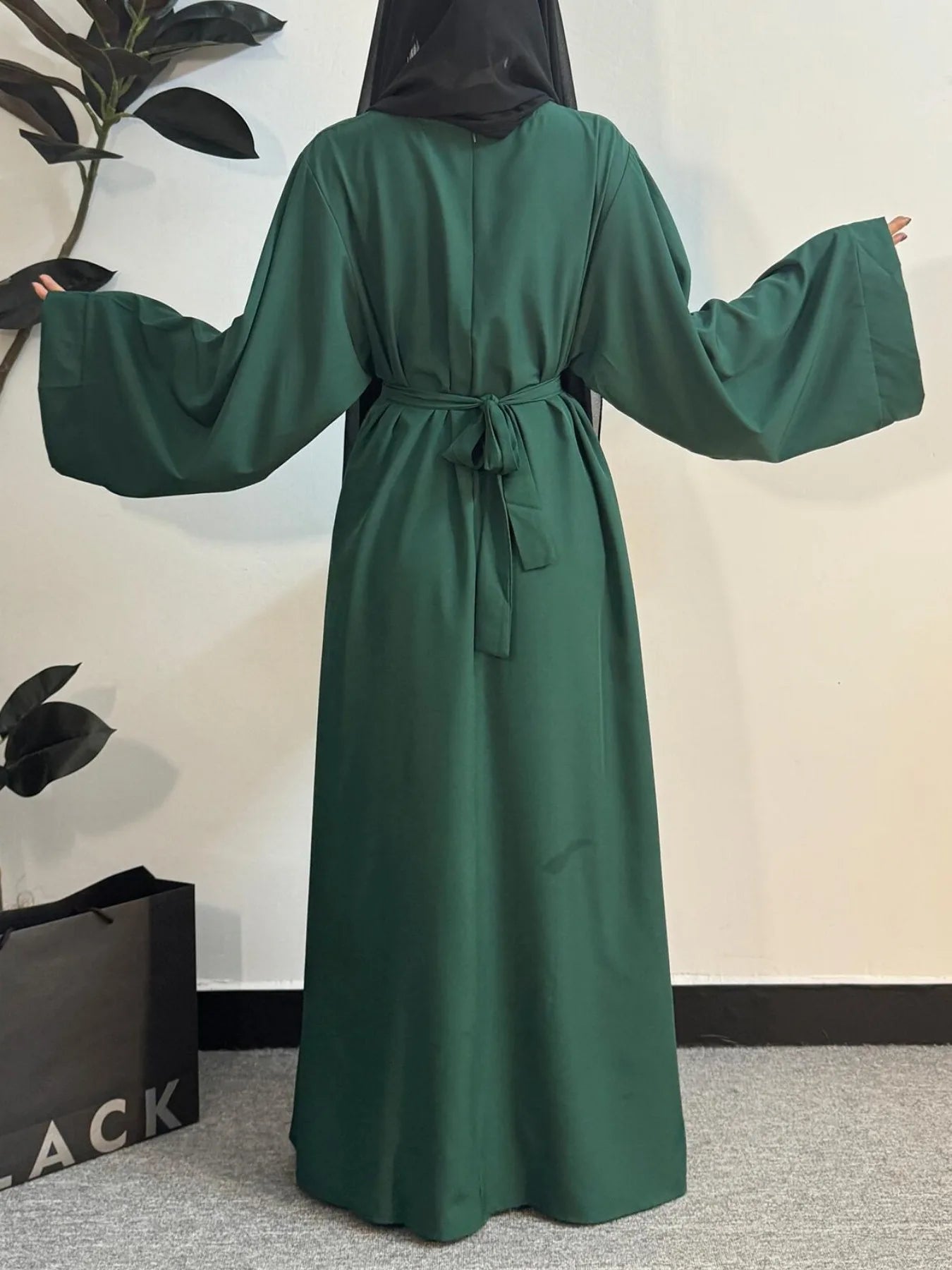 Muslim Abayas Women Kaftans Prayer Dress With Belt Full Sleeve.