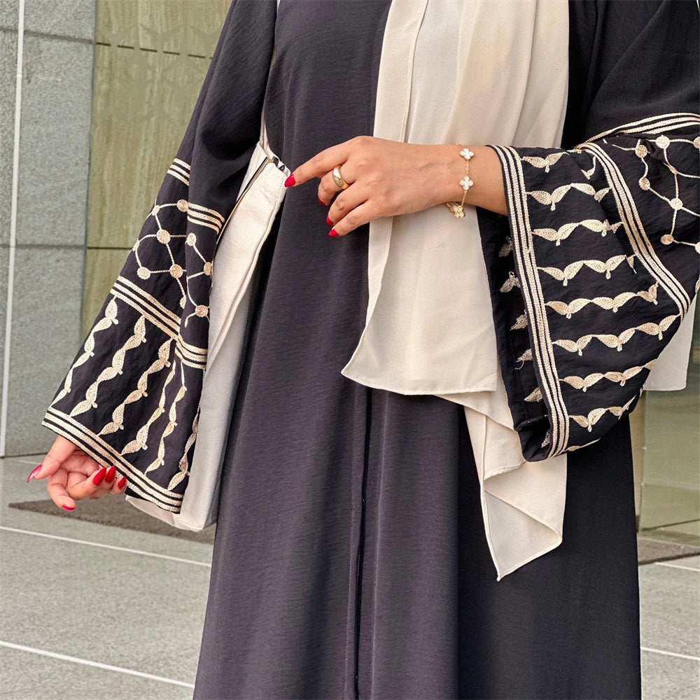 Butterfly Embroidered Open Kimono Abaya Dubai Luxury 2024 Islam Muslim Kaftan Modest Dress Kebaya Damen Robe Abayas For Women.