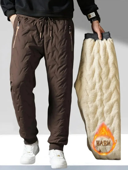 UETEEY Winter Thermal Fleece Pants Men Plush Lambswool Thicken Warm Waterproof Trousers Man Casual Windproof Joggers Sweatpants.