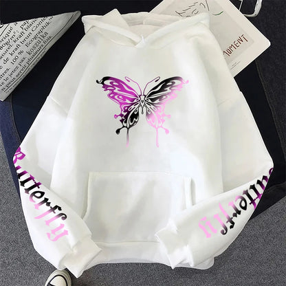 Women's Sweatshirt Butterfly Printed Y2K Hoody Coat All Season Female Daily Casual Fashion Pullover Home Outdoor Comfort Hoodies.