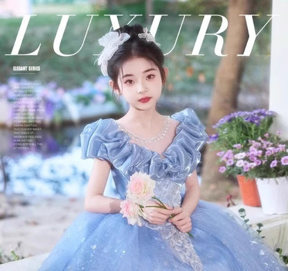 Elegangt Mädchen Abendkleid Luxus Prinzessin Kleid Geburtstag Party Pageant Outfit Kinder Klavier Rezitieren Leistung Formelle Kleidung