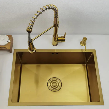Goldene Küchenspüle aus Edelstahl 304, über der Theke oder unter der Montage, einzelne kleine Bar, goldenes Waschbecken