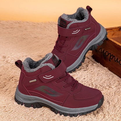 Unisex Winter Cotton Shoes Thick Soled Leather Warm Comfortable Snow Walking Casual Shoes Lightweight Outdoor High Top Boots.