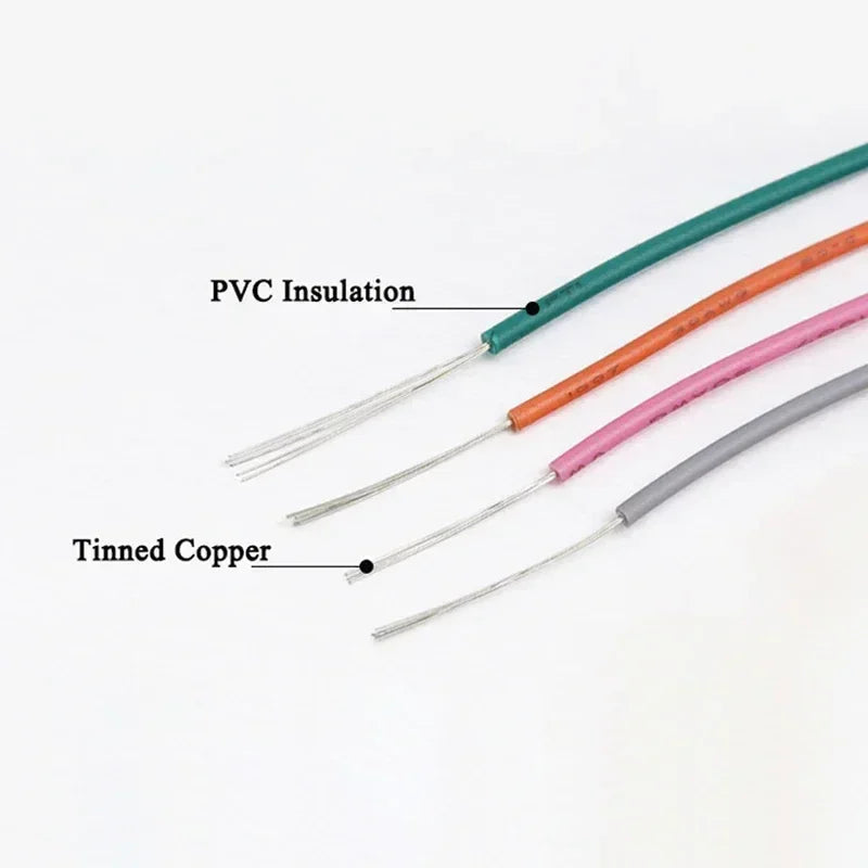 （5 Colors Mix Kit）UL1007 Wire PVC Insulation Tinned Copper Cable Stranded Electrical Line 30/28/26/24/22/20/18/16 AWG PCB Wire.