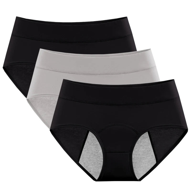 3pcs Cotton Women's Mid Waist Leak Proof Menstrual Panties Female Widen Period Physiological Briefs Lady Ventilate Comfort Panty.