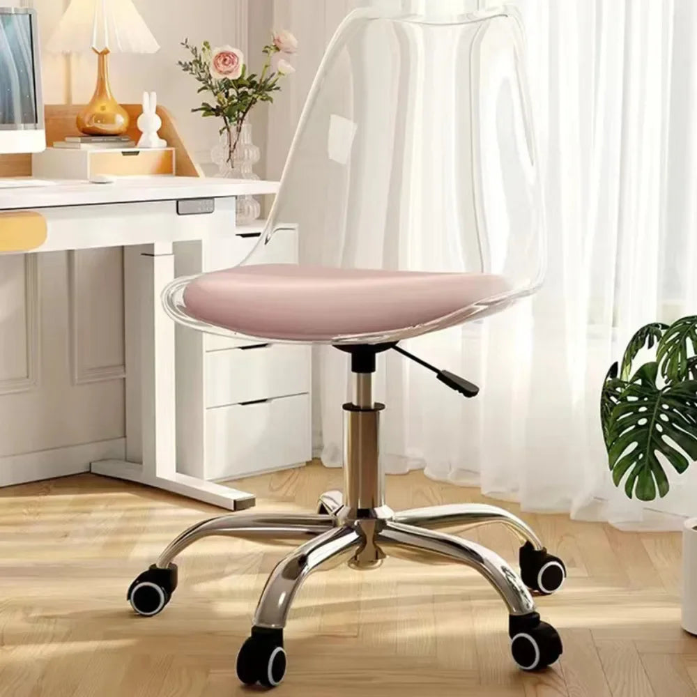 Weiches Kissen Rotierender Computerstuhl Transparenter Kunststoff Drehstuhl Haushalt Schlafzimmer Hebetische Stühle Haushaltsgegenstände